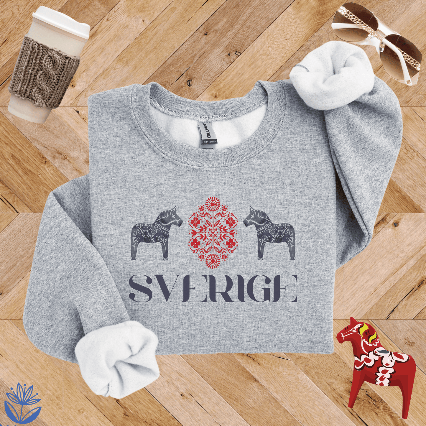 Sverige Dala Horse Duo Sweatshirt