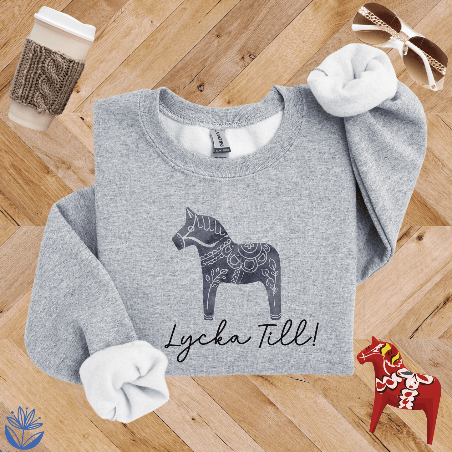 Dala Horse Lycka Till Sweatshirt