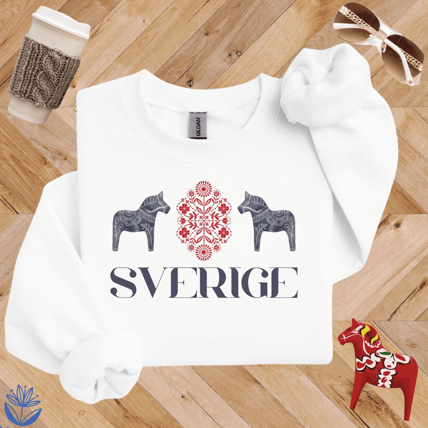 Sverige Dala Horse Duo Sweatshirt
