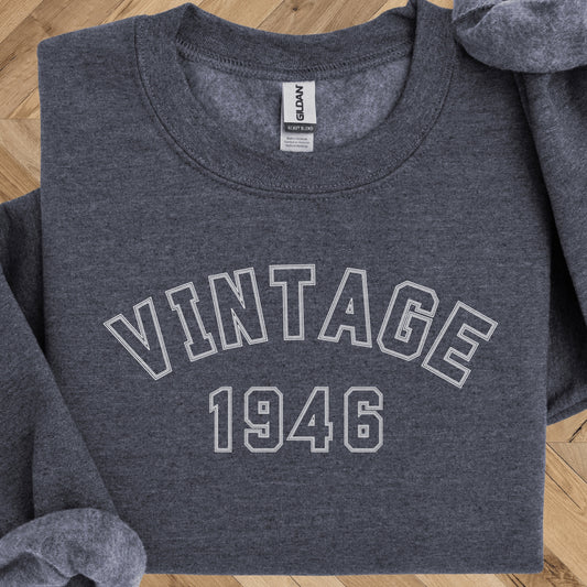 Vintage 1946 Sweatshirt - 80th Birthday Crewneck