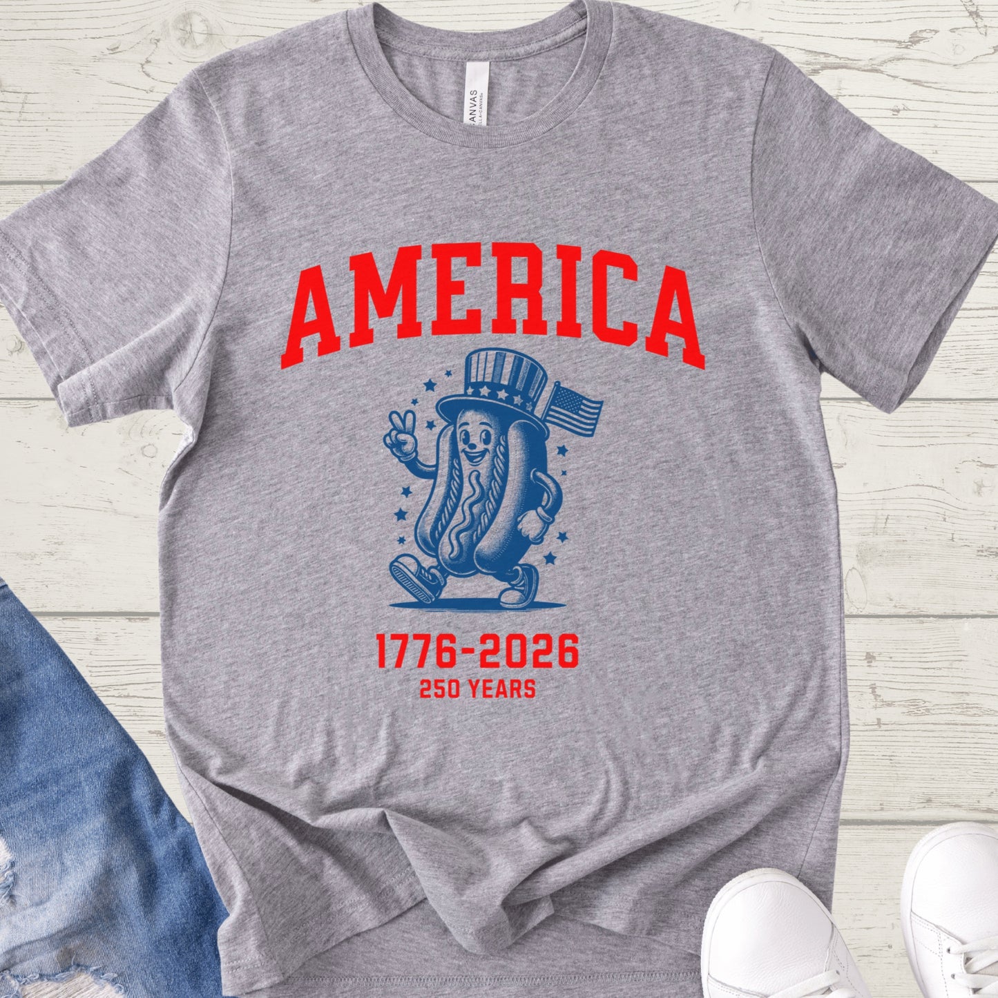 America 250 Hot Dog Shirt