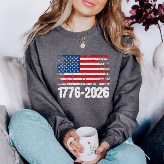 1776-2026 Distressed Flag Sweatshirt