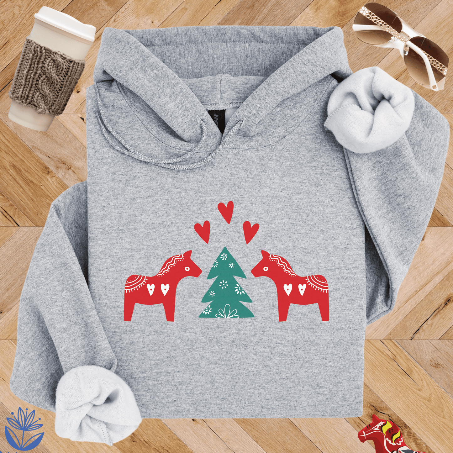 Dala Horse Christmas Hoodie