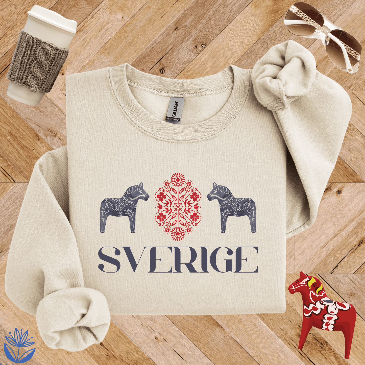 Sverige Dala Horse Duo Sweatshirt