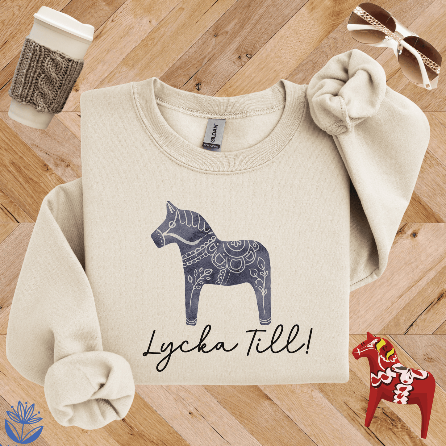 Dala Horse Lycka Till Sweatshirt