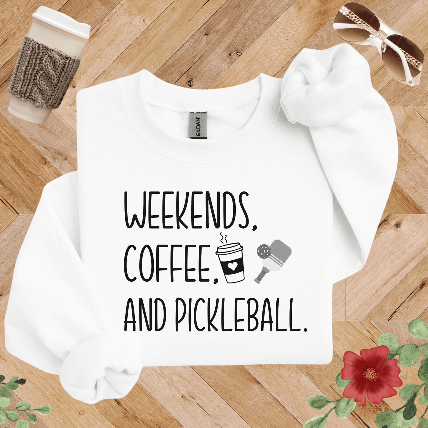 Weekends, Coffee, and Pickleball Sweatshirt