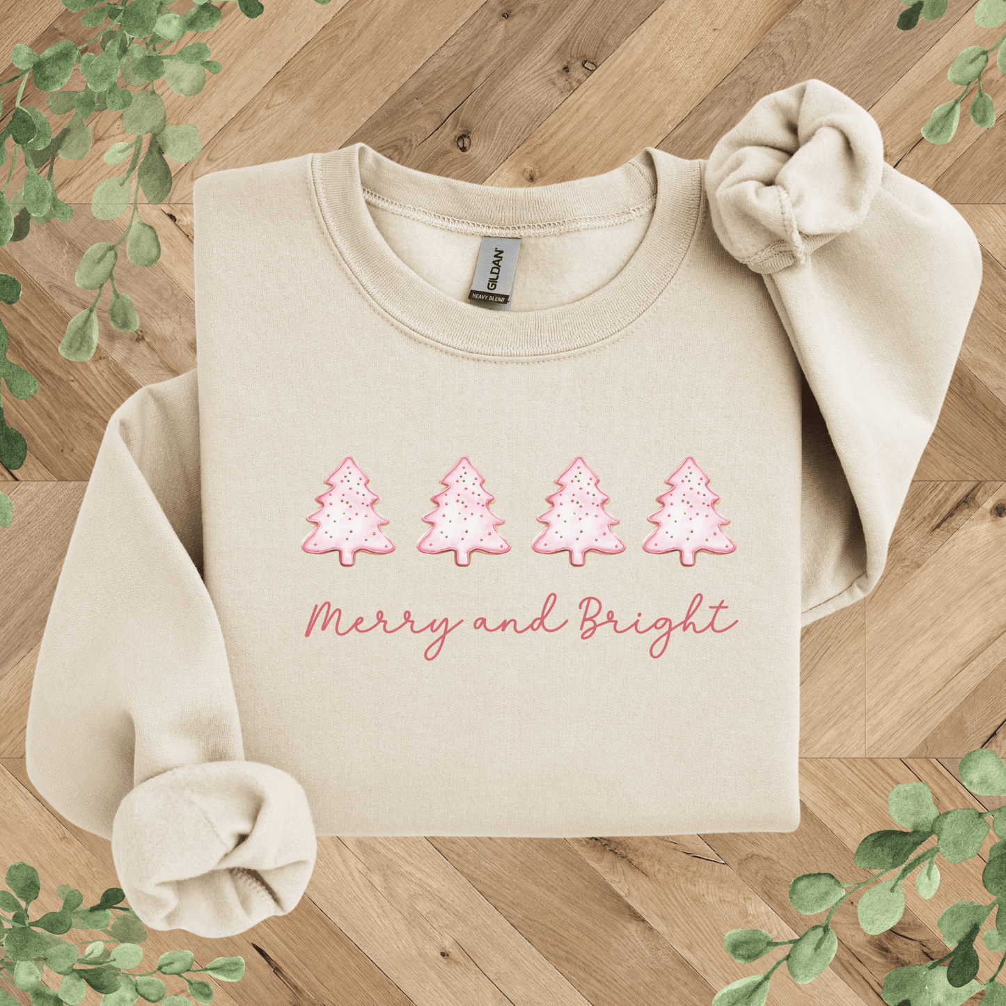 Merry + Bright Tree Pink Bow Sweatshirt