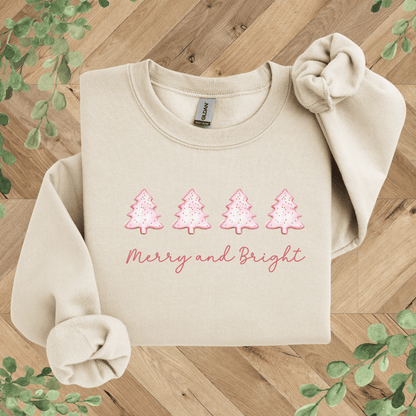 Merry + Bright Tree Pink Bow Sweatshirt