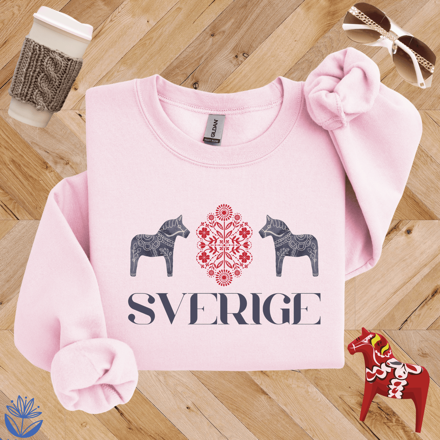 Sverige Dala Horse Duo Sweatshirt