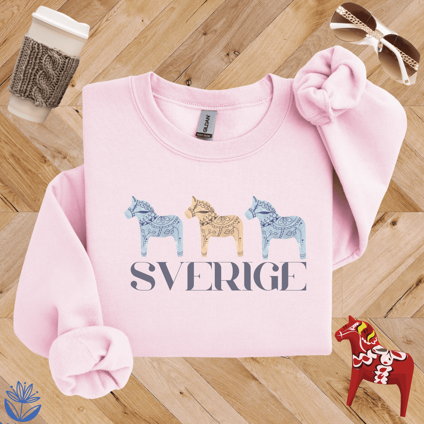 Sverige Dala Trio Sweatshirt -- Gold and Blue