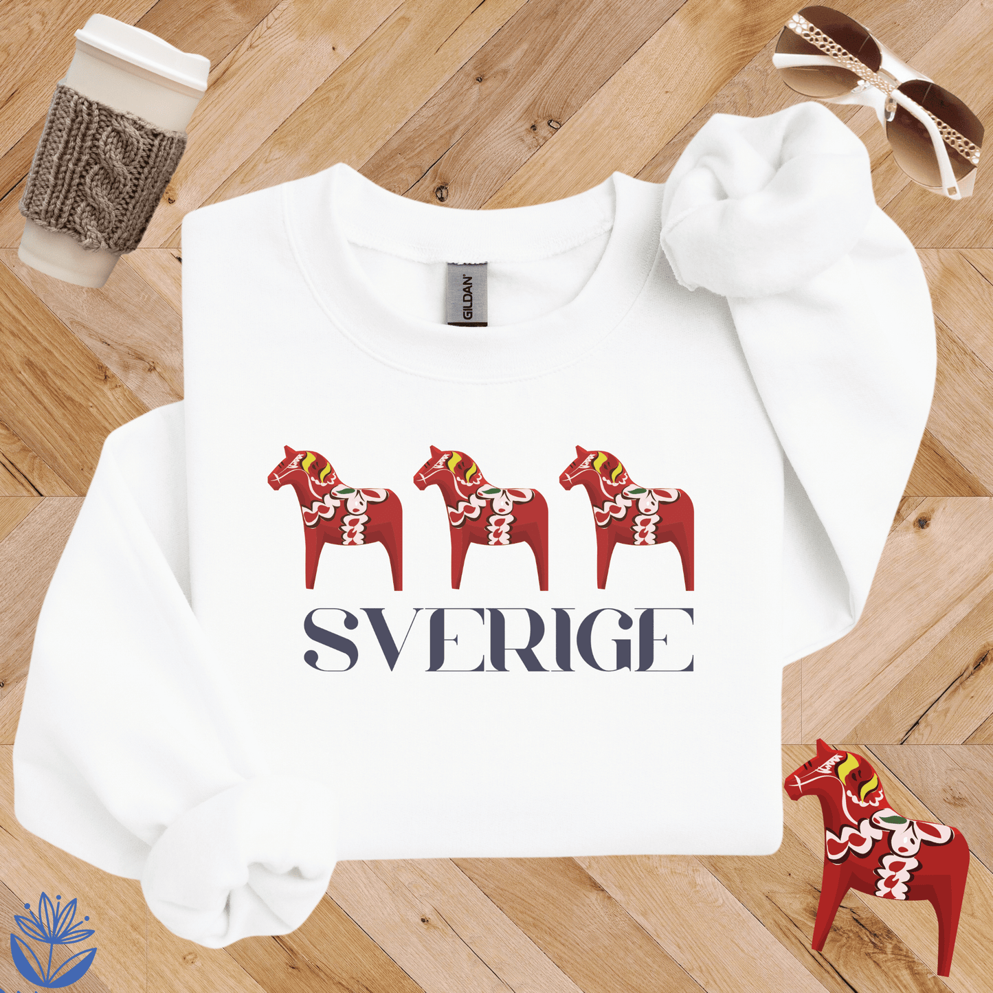 Sverige Dala Horse Crewneck Sweatshirt