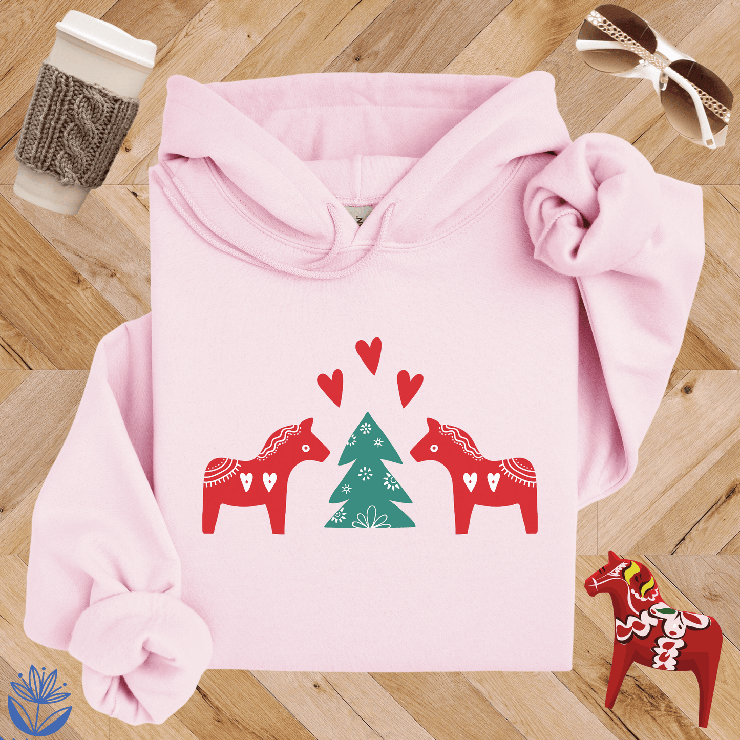 Dala Horse Christmas Hoodie