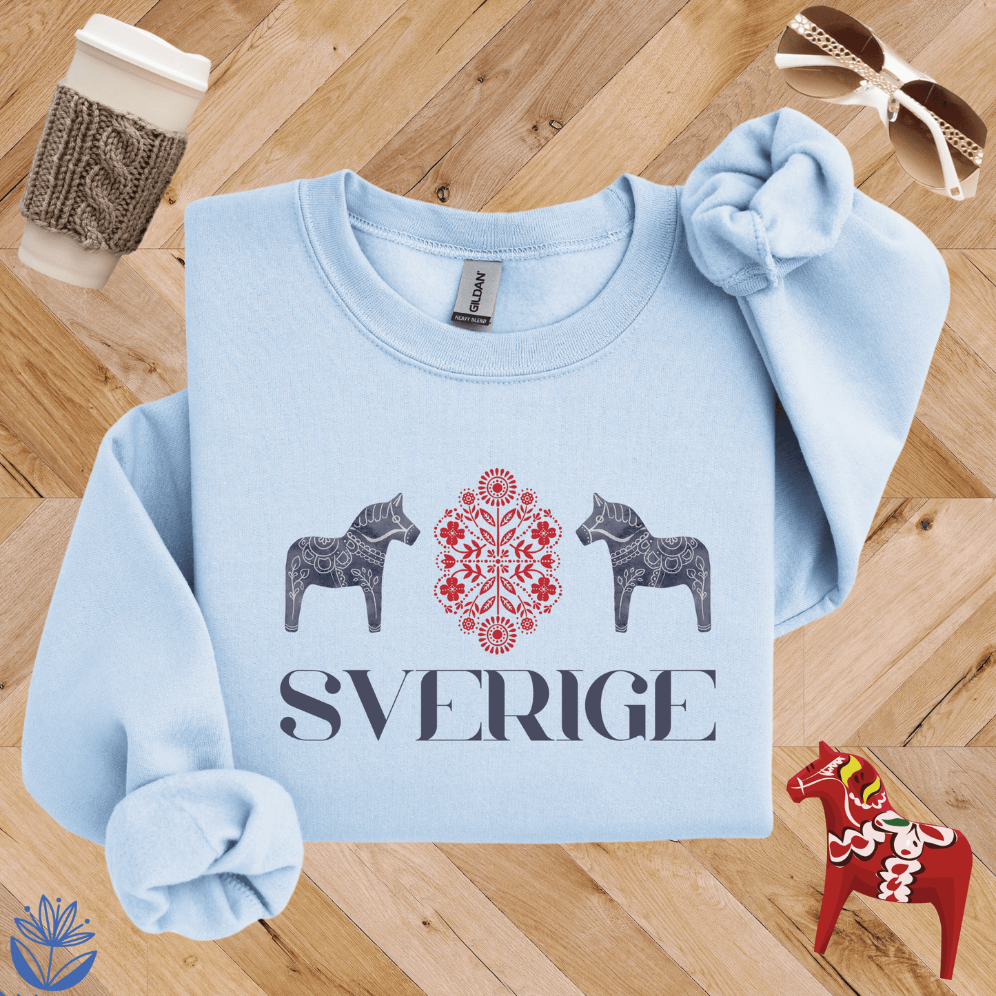 Sverige Dala Horse Duo Sweatshirt
