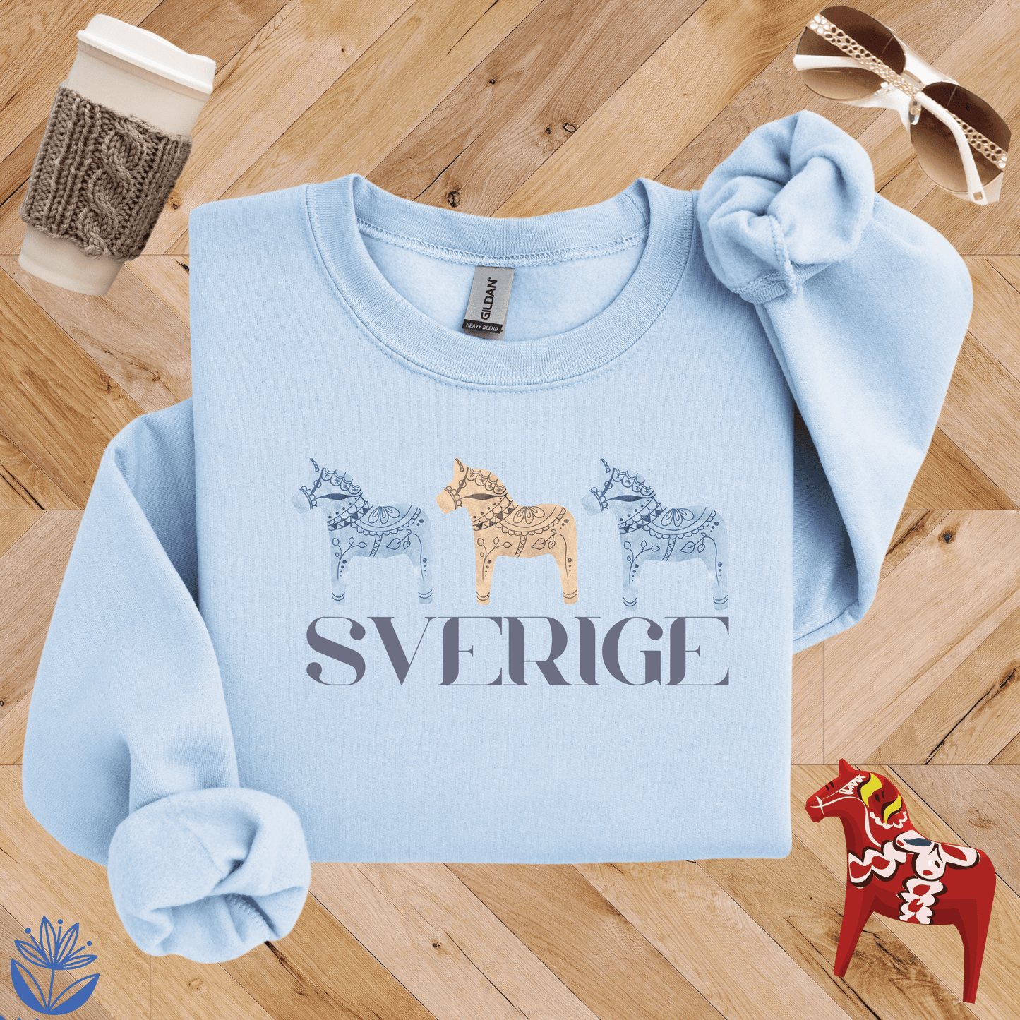 Sverige Dala Trio Sweatshirt -- Gold and Blue