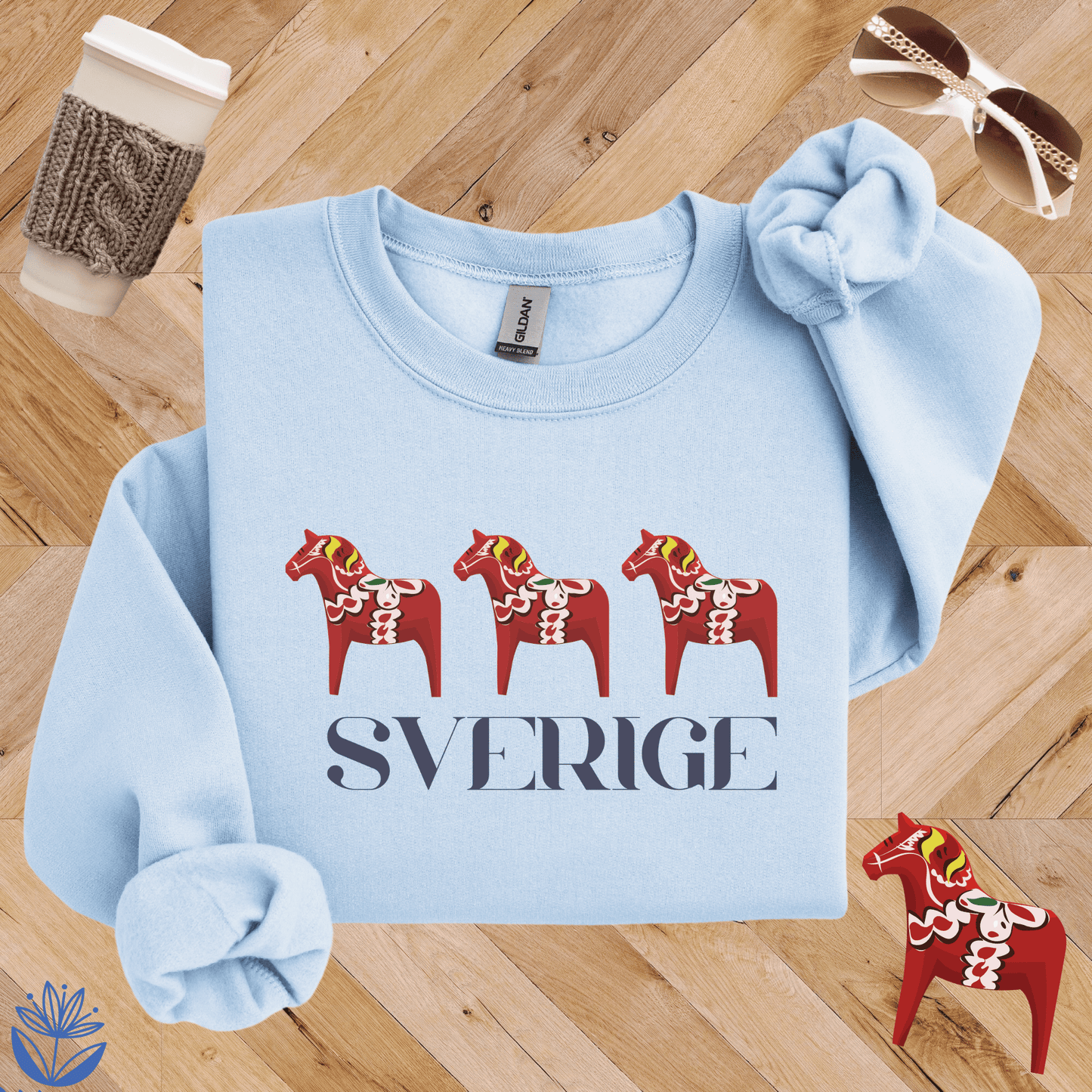 Sverige Dala Horse Crewneck Sweatshirt