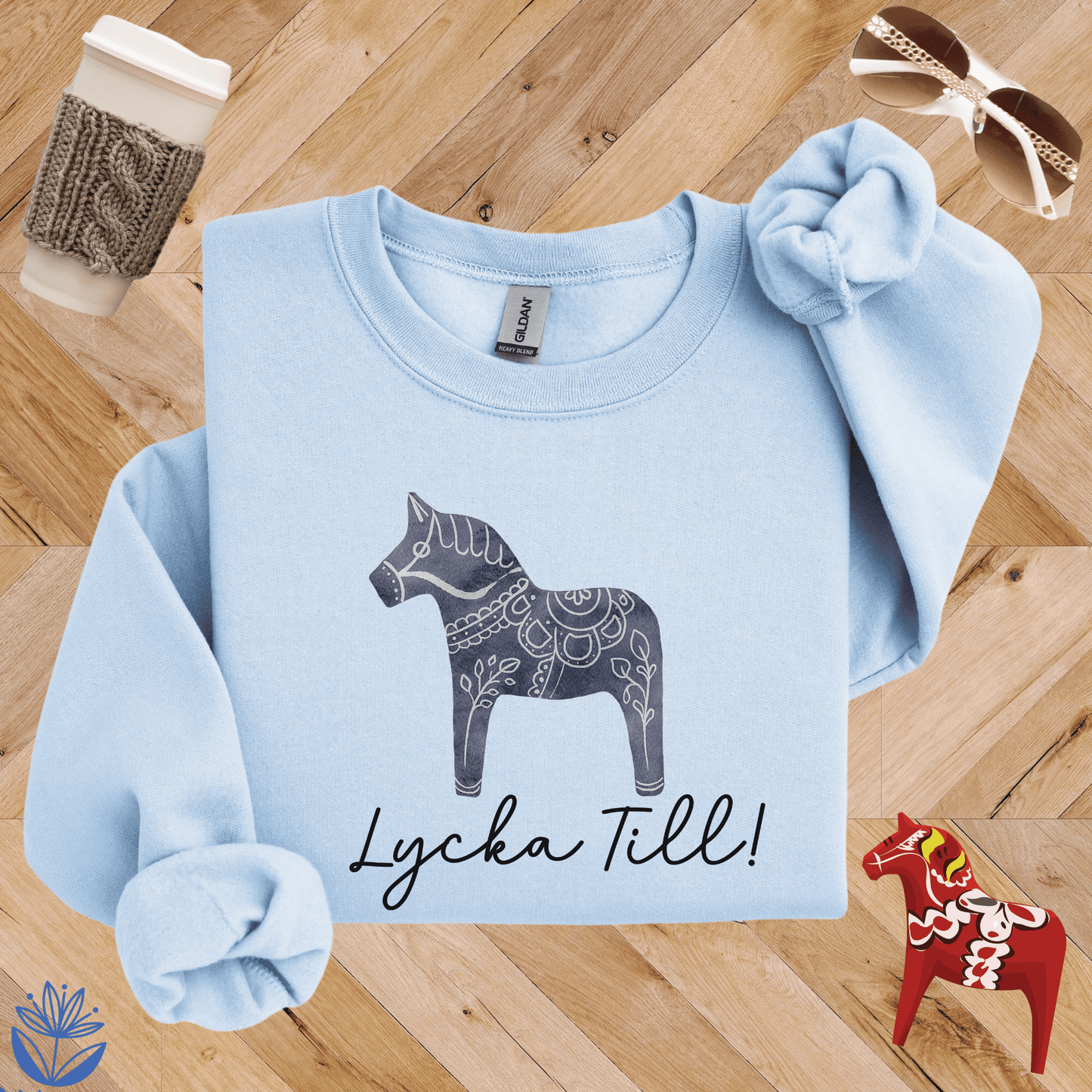 Dala Horse Lycka Till Sweatshirt