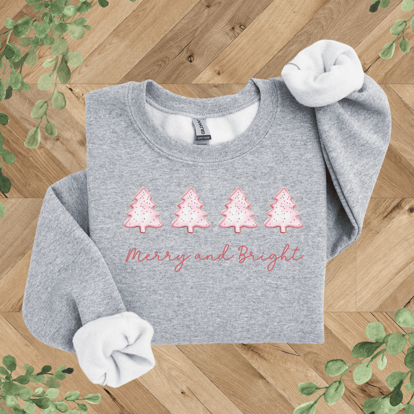 Merry + Bright Tree Pink Bow Sweatshirt