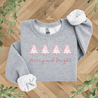 Merry + Bright Tree Pink Bow Sweatshirt