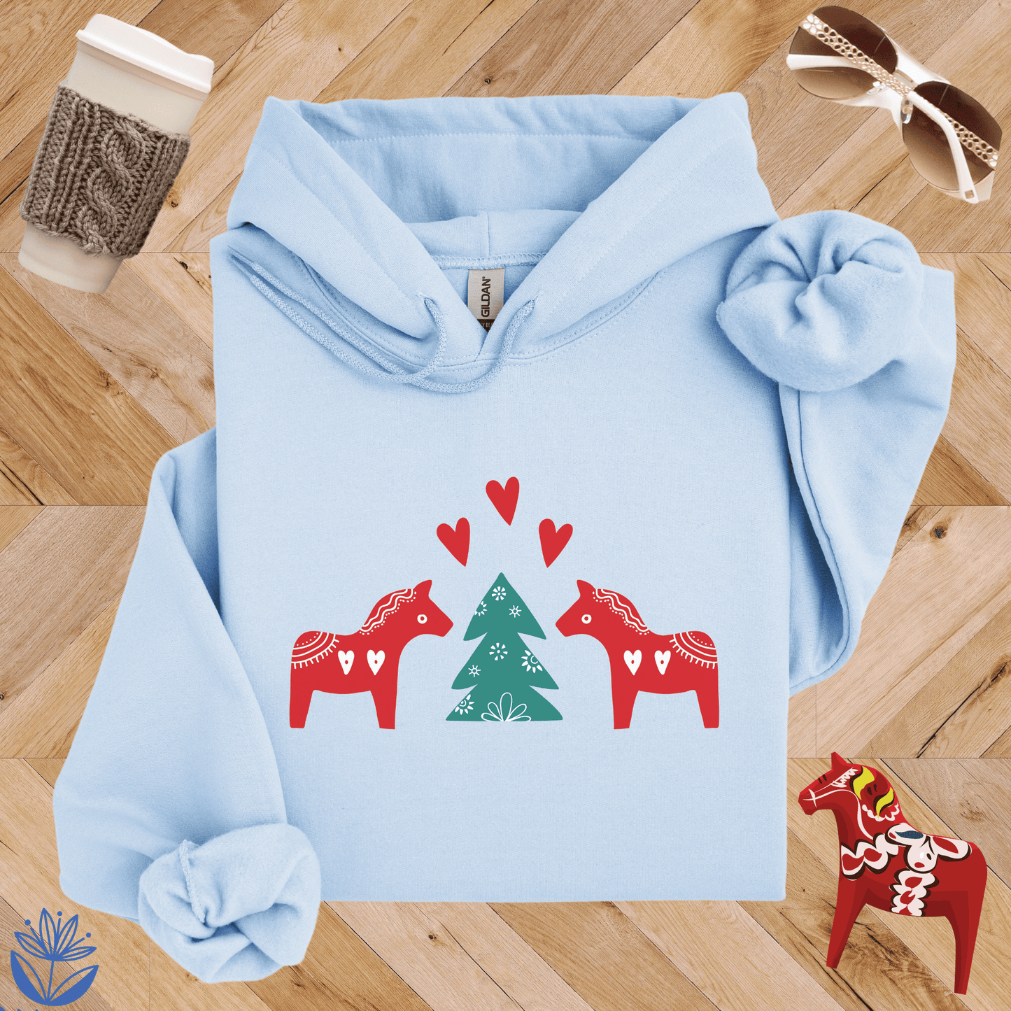 Dala Horse Christmas Hoodie