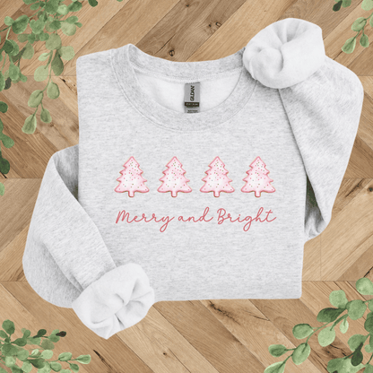 Merry + Bright Tree Pink Bow Sweatshirt
