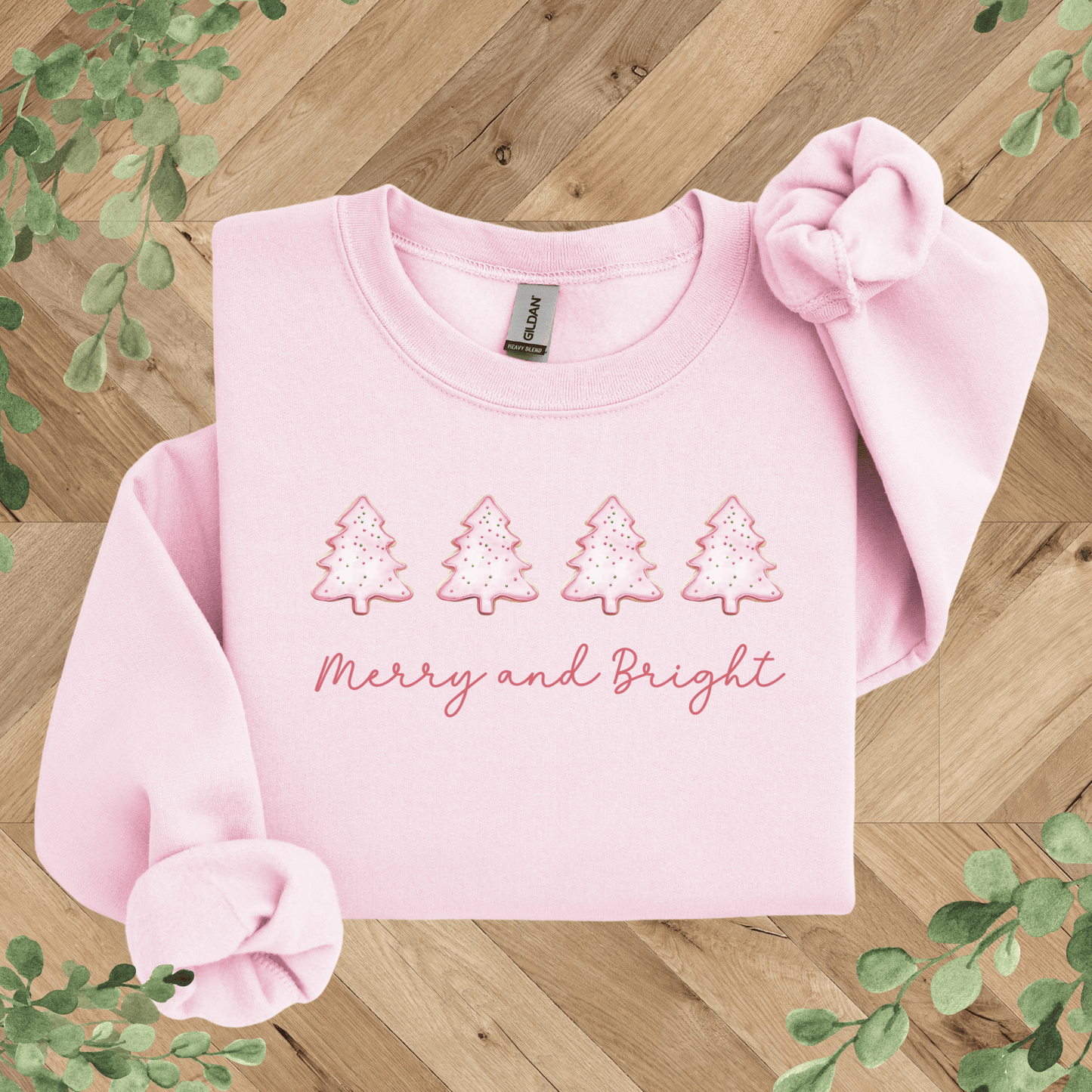 Merry + Bright Tree Pink Bow Sweatshirt
