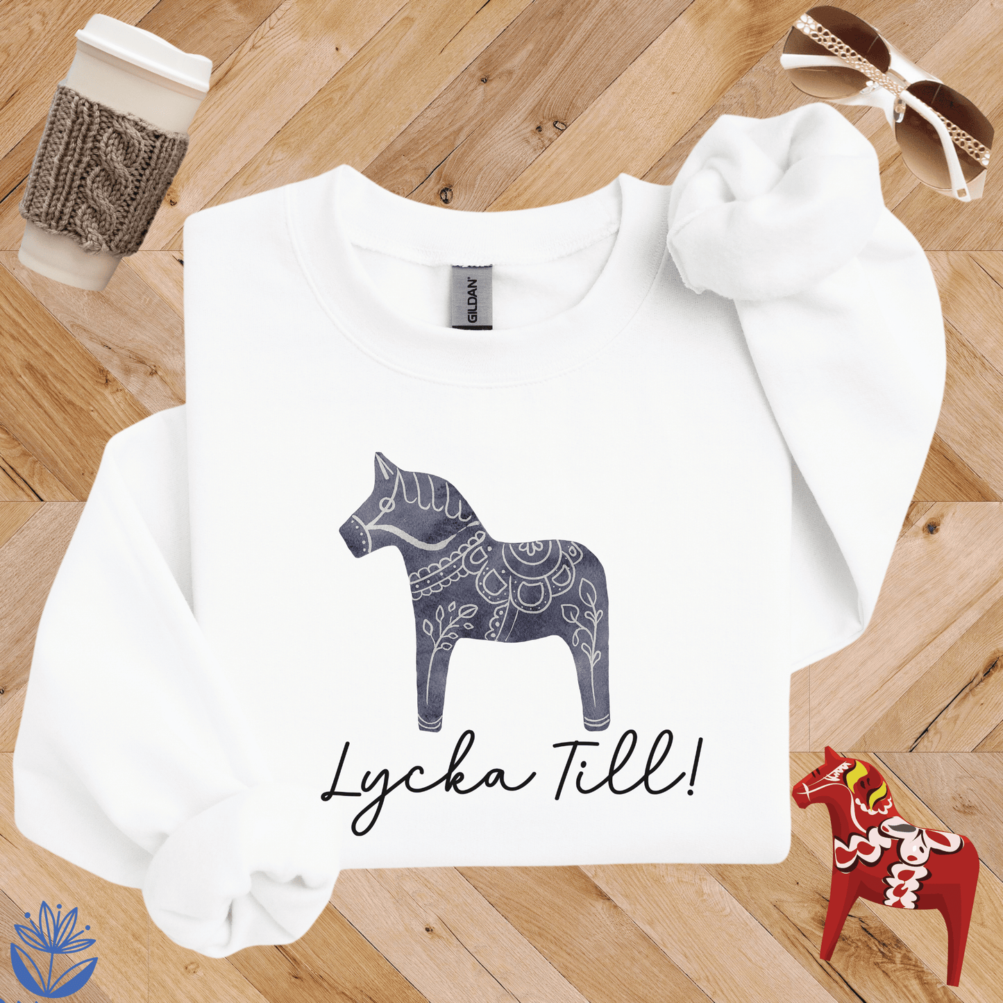 Dala Horse Lycka Till Sweatshirt