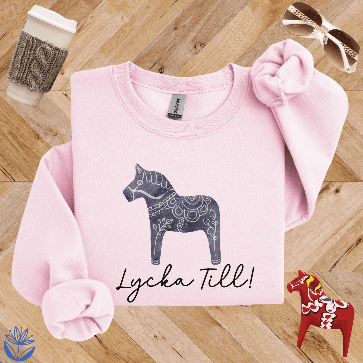 Dala Horse Lycka Till Sweatshirt
